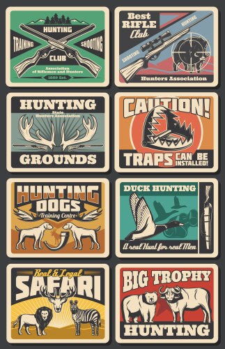 Wild animals and wildfowl trophy hunting vector image