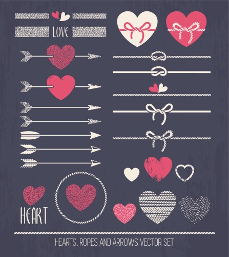 Hearts ropes and arrows vector image