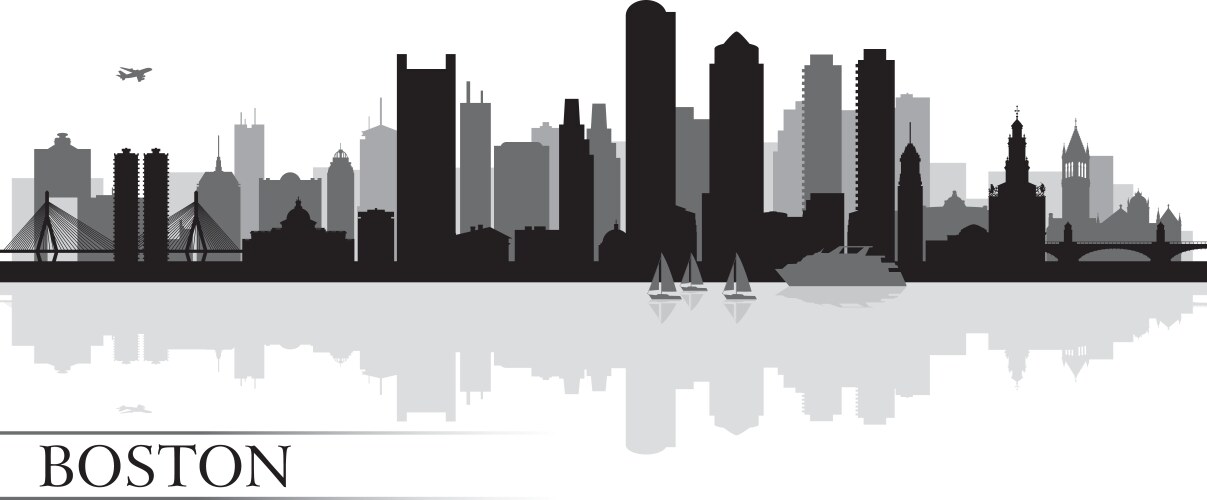 boston city skyline silhouette background vector image