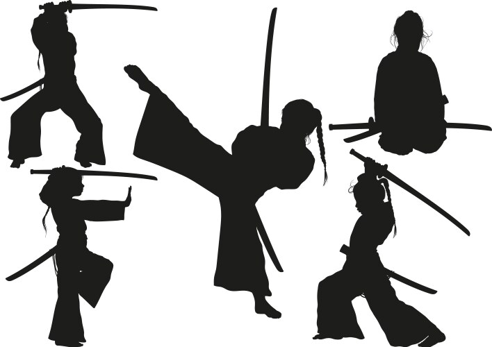 Girl training with sword vector image