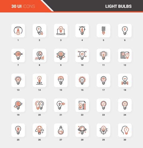 Light bulbs flat line web icon concepts vector image