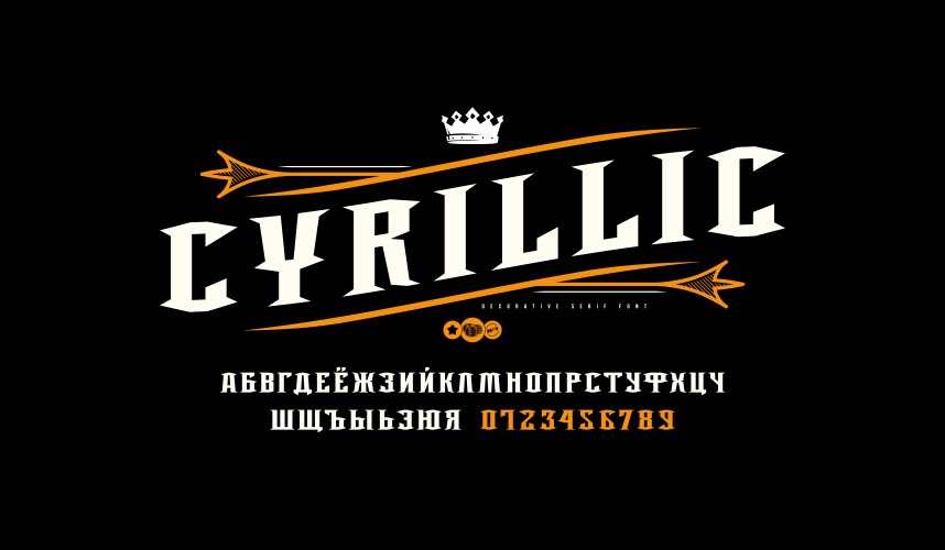 Cyrillic sans serif decorative font vector image