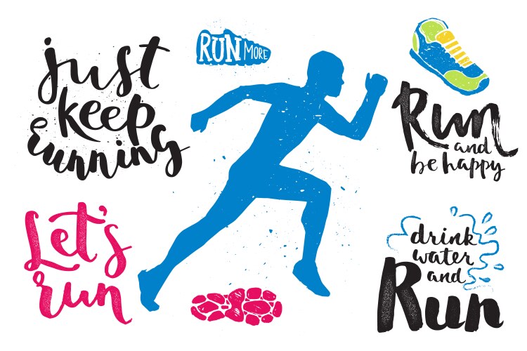 Running marathon logo jogging emblems label vector image