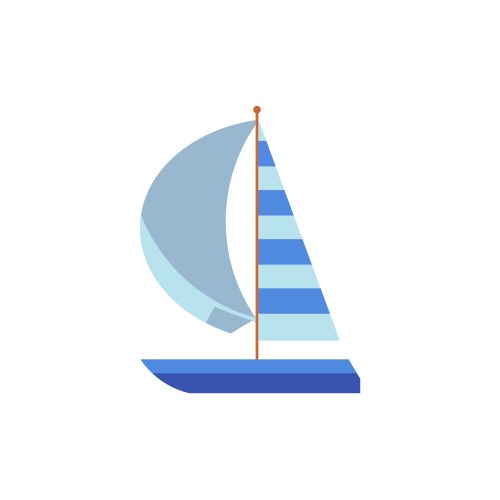 Yacht sailing ship boat with a striped sail vector image