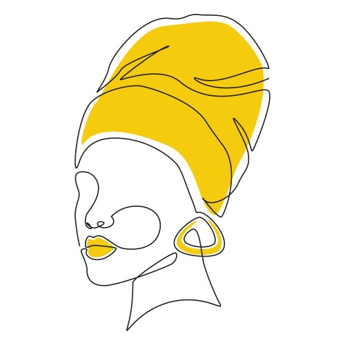 african women face in headwrap one line drawing vector image