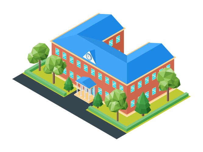 isometric school building vector image