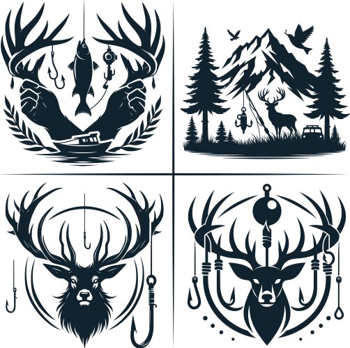 deer hunting and fishing hook vector image