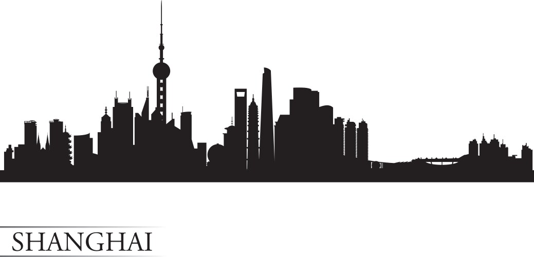 Shanghai city skyline silhouette background vector image