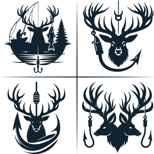 deer hunting and fishing hook vector image