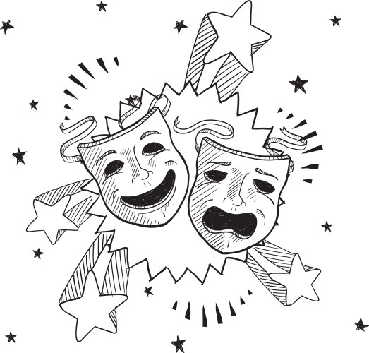 Doodle pop drama masks vector image