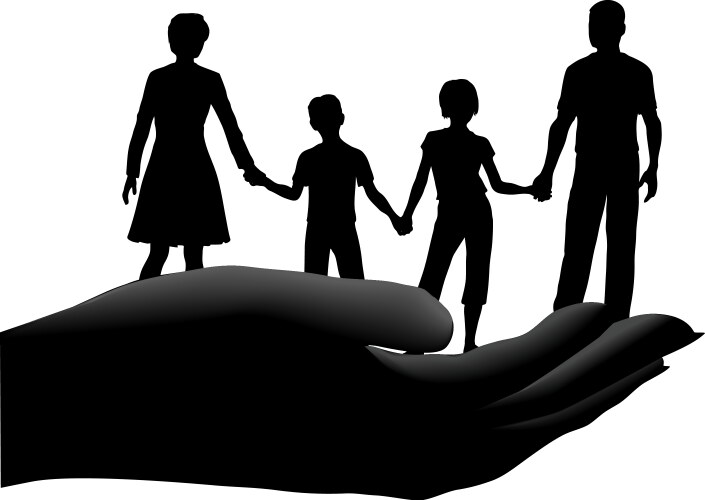 Family silhouette vector image