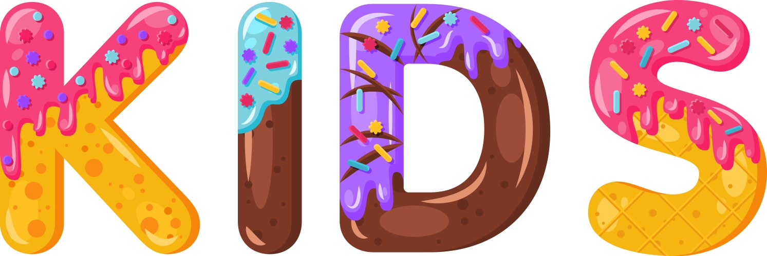 Donut cartoon kids biscuit bold font style vector image