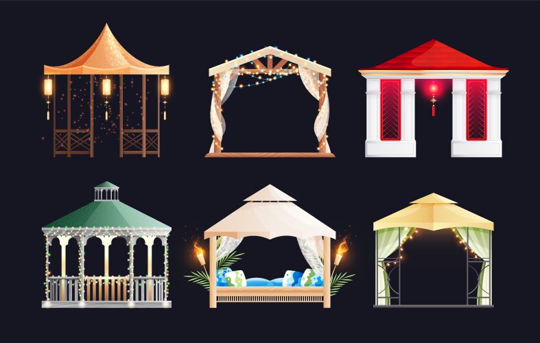 gazebo flat set vector image