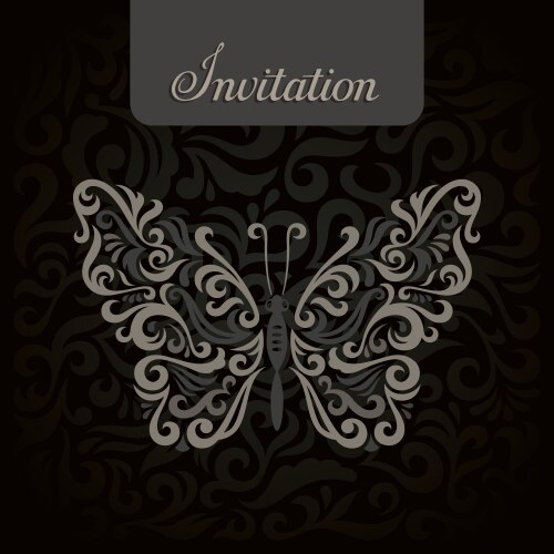 invitation with abstract butterfly vector image