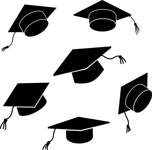 set of student hats academic cap design vector image