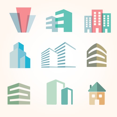 Building icons set vector image