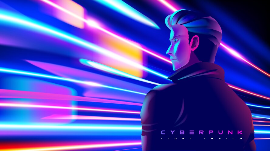 Cyberpunk light trails effect vector image