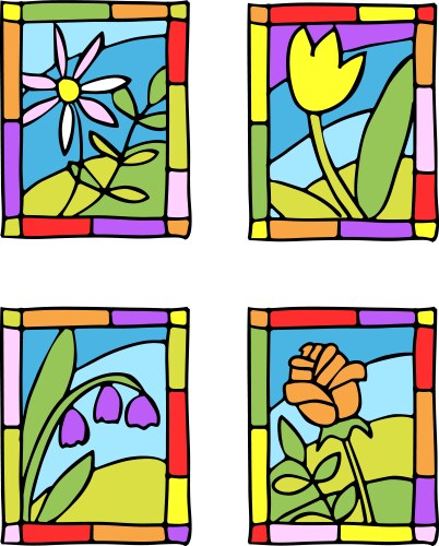 Spring flower stained glass vector image