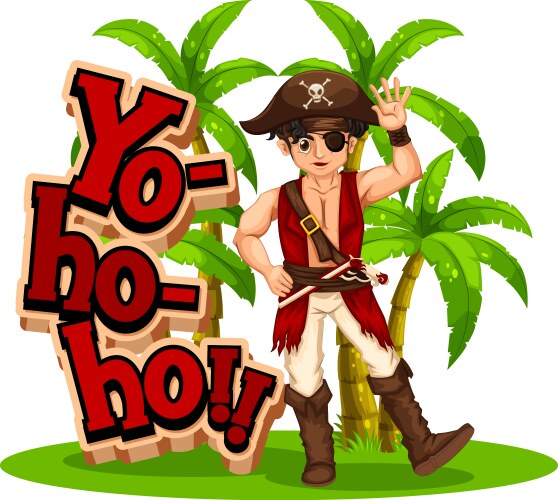 A pirate man cartoon character with yo-ho-ho vector image