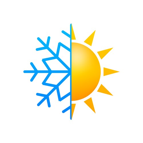 Climate change symbol sun and snowflake vector image