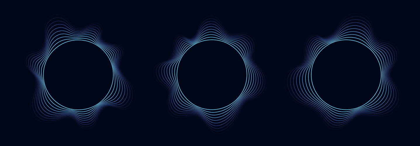 Round sound wave frames circular lines pattern vector image