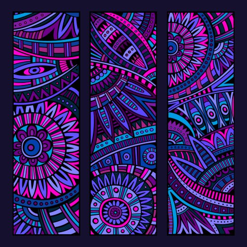 Abstract ethnic pattern card set vector image