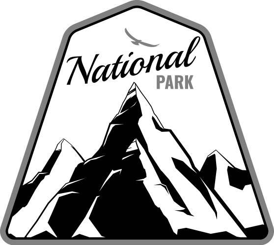 Mountain flat emblem vector image