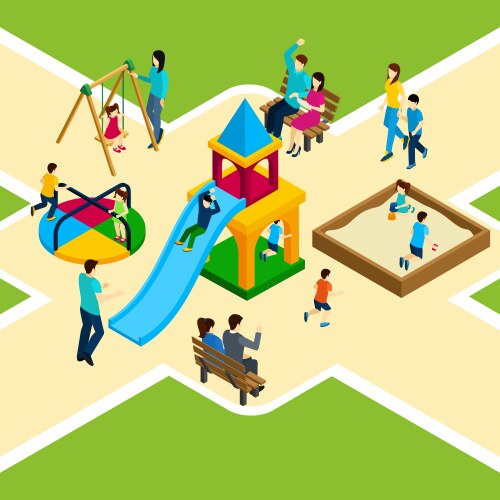 isometric kids playground vector image