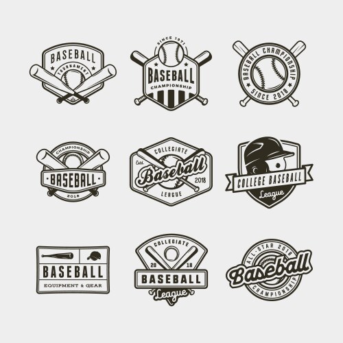 set of vintage baseball logos vector image