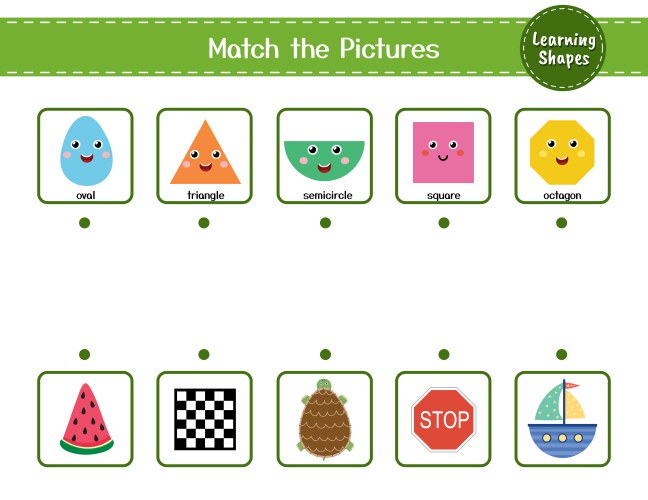 Shapes matching game for kids find the correct vector image