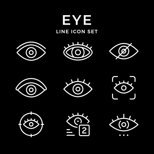 Set line icons of eye vector image