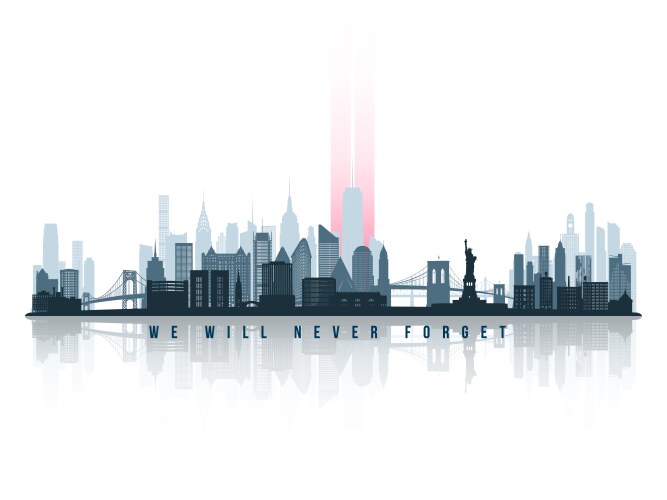 Stylized nyc skyline with tribute light statue vector image