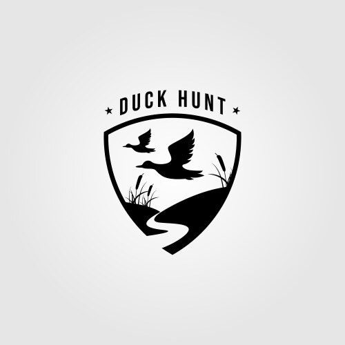 duck hunt logo shield emblem template design vector image