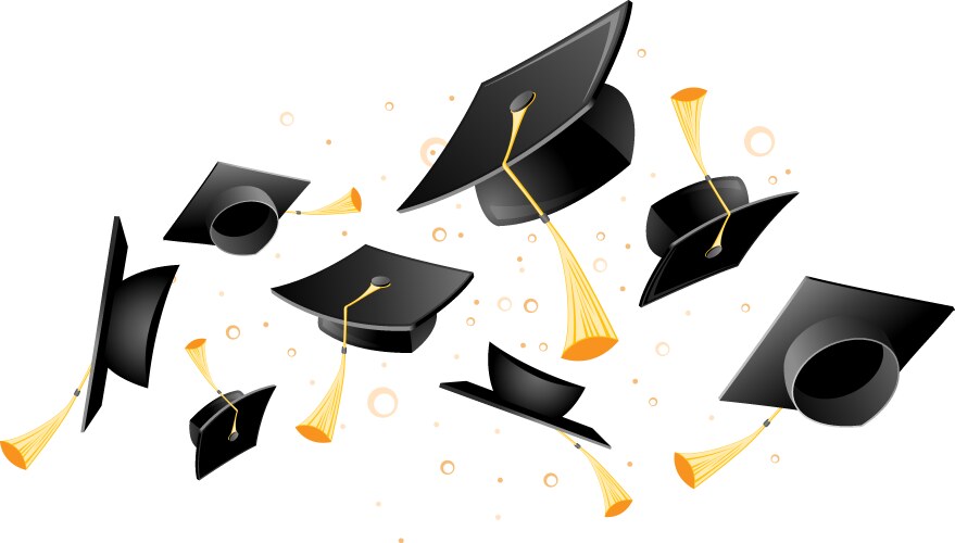 Flying academic mortarboard - graduation hat vector image