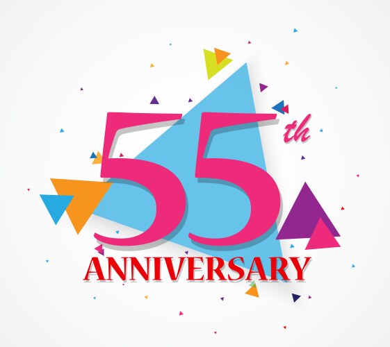 happy anniversary celebration with triangle shape vector image