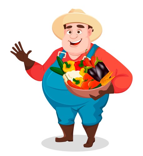 Fat farmer agronomist funny gardener vector image