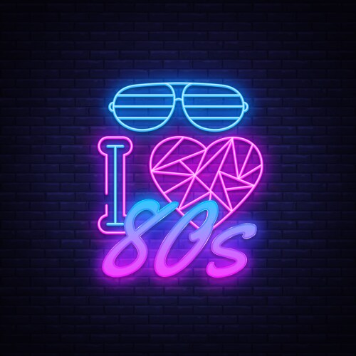 I love 80s neon sign design template back vector image