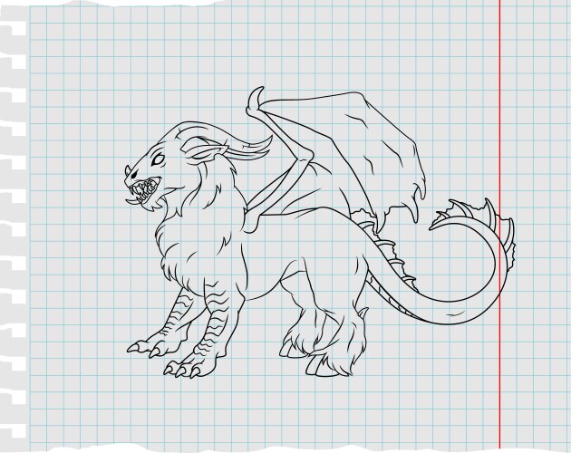 monster line art vector image