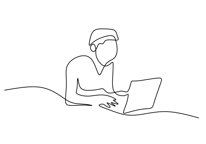 One continuous single line of man typing vector image