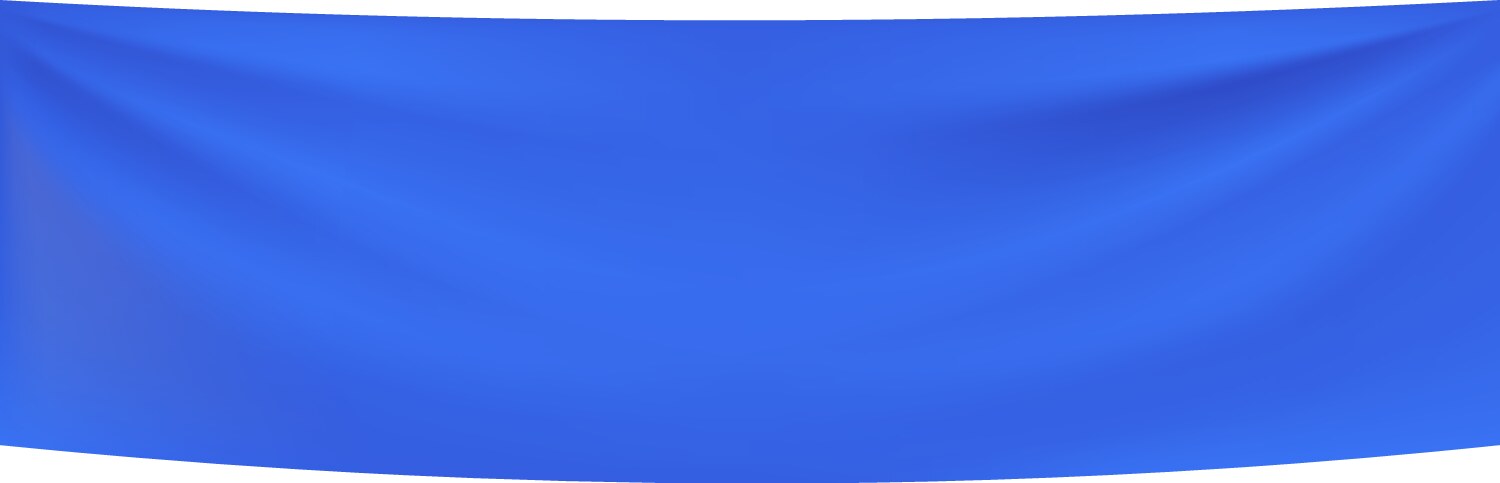 Hanging blue fabric realistic horizontal vector image