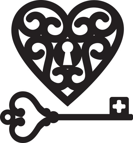 Heart and skeleton key vector image