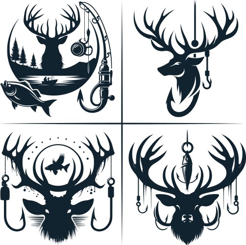 deer hunting and fishing hook vector image