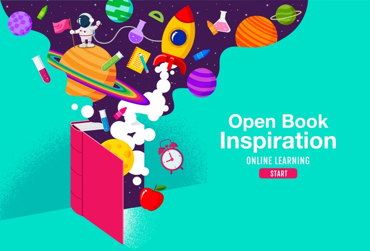 Book inspiration online learning study from vector image