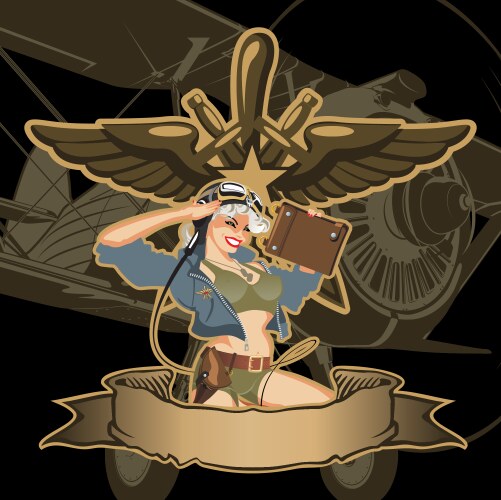 Retro military pin-up vector image