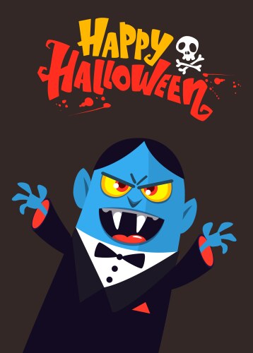 Cute cartoon vampire smiling isolated halloween vector image