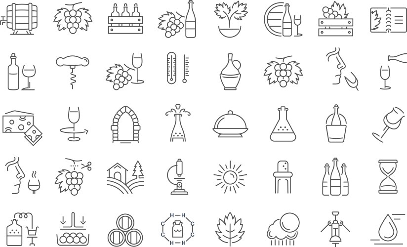 Set flat line icons wine vector image