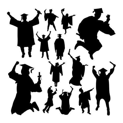 Academic graduation silhouettes vector image