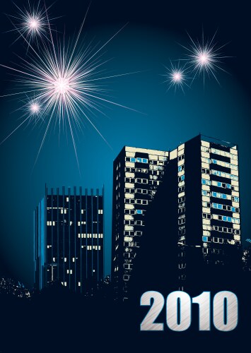 new year 2010 fireworks vector image