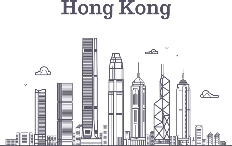 China hong kong city skyline architecture vector image