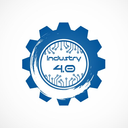 Industry 40 in involute gear with dot line system vector image